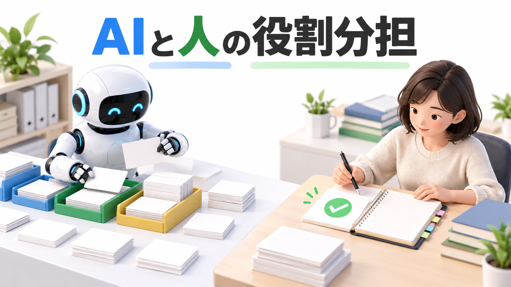 AIが資料を整理し、人が根拠を確認する役割分担