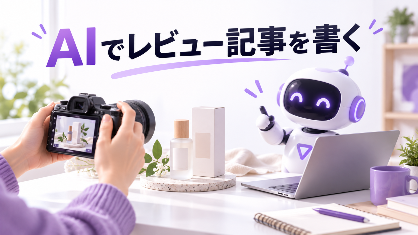 AIを補助に実際の商品写真と記録からレビューを書くイメージ