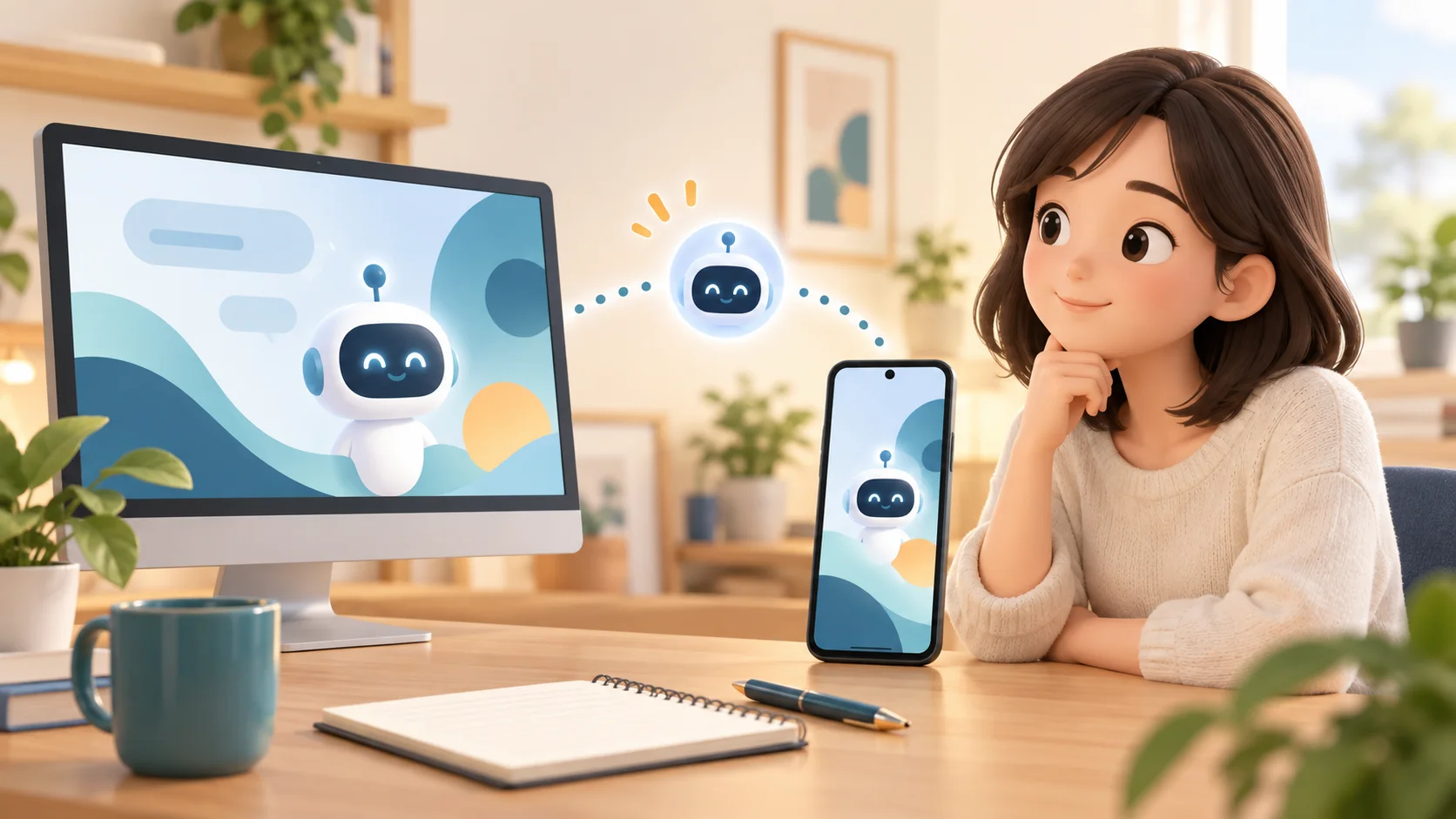 PCとスマホの連携状況を確かめるイメージ
