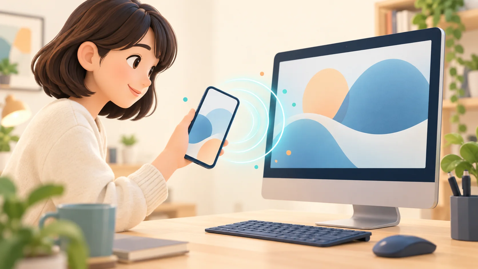 PCとスマホを接続する準備のイメージ