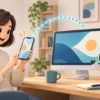 PCとスマホの接続と通知を別々に考えるイメージ