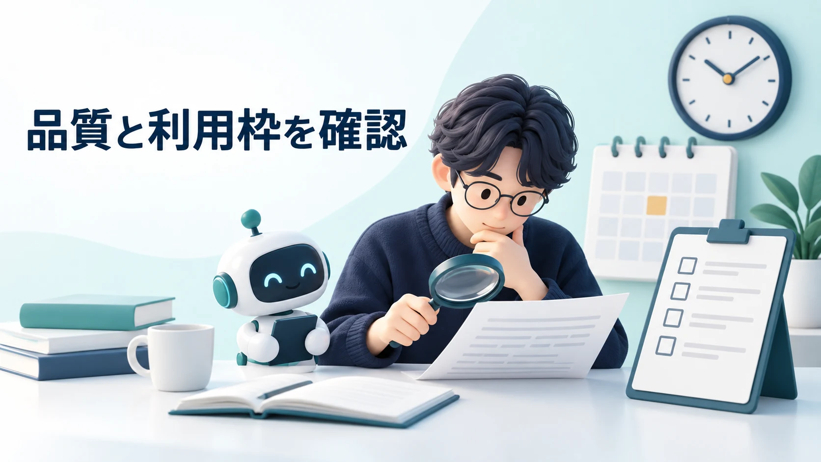 記事の品質と利用枠を確認する作業のイメージ